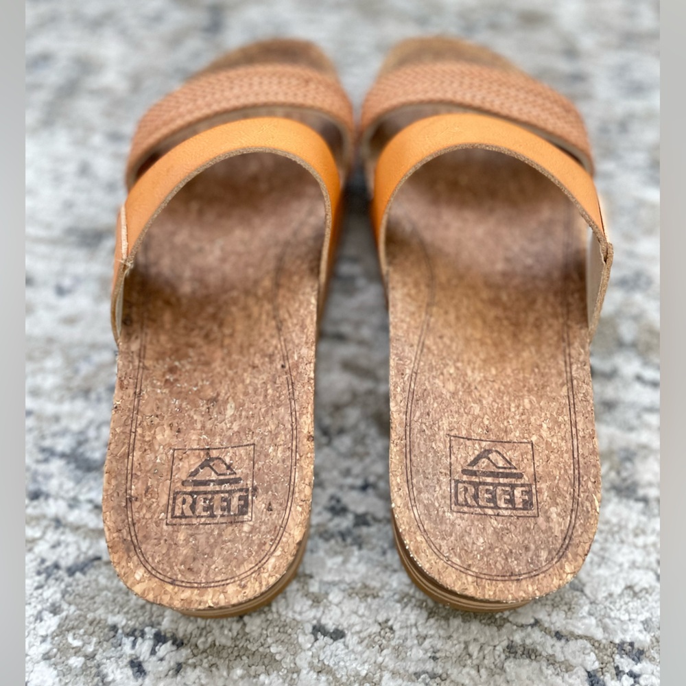 Reef Cushion Vista Hi Slide Sandals Natural Braid Platform Comfort Size 9 Womens - Picture 5 of 10